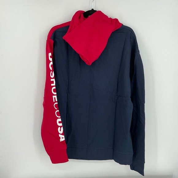DC Shoes USA Mens Colorblock Zip Hoodie‎ Size L Red Navy White Style EDYFT03422 - Picture 2 of 8